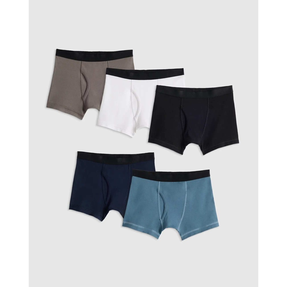 Quince Boys Organic Cotton Spandex Boxer Briefs 5-Pack Multicolor Size 8 NWT